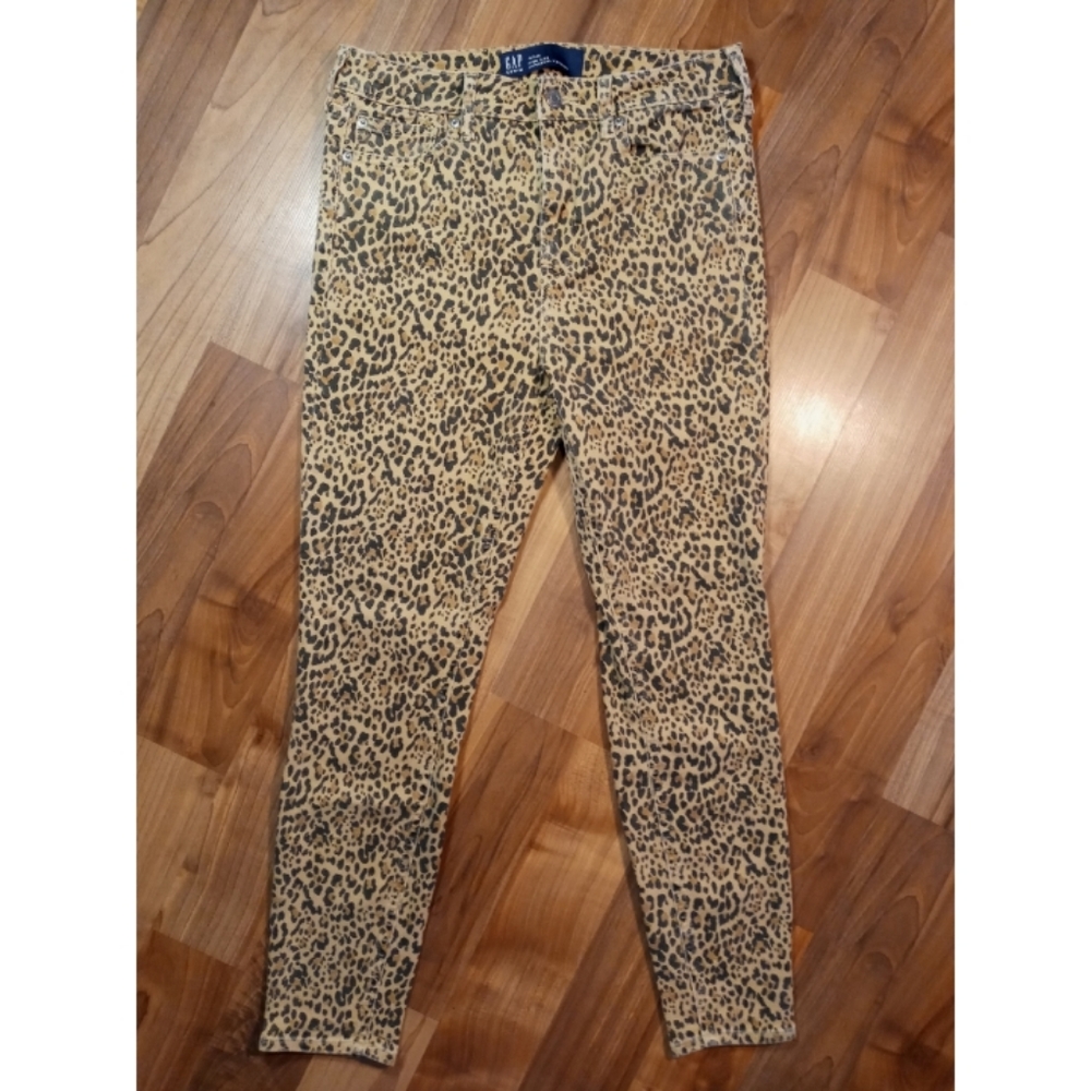 Gap high waisted skinny jeans jeggings leopard cheetah animal printed 10 30 R